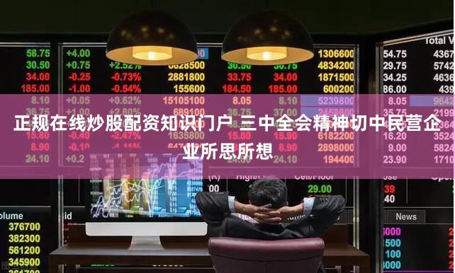 正规在线炒股配资知识门户 三中全会精神切中民营企业所思所想